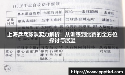 上海乒乓球队实力解析：从训练到比赛的全方位探讨与展望